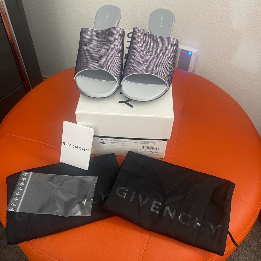Givenchy G-Cube Purple Metallic Slide Sandals (40)
